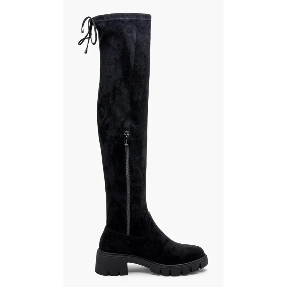 Women's Platform Boots-990-black Over The Knee Thigh High Round Toe Long Boot
